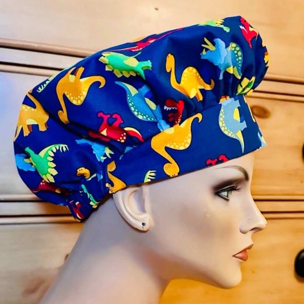 Colorful Dinosaur Adult Nurse Pediatric Chemo Cap DIY